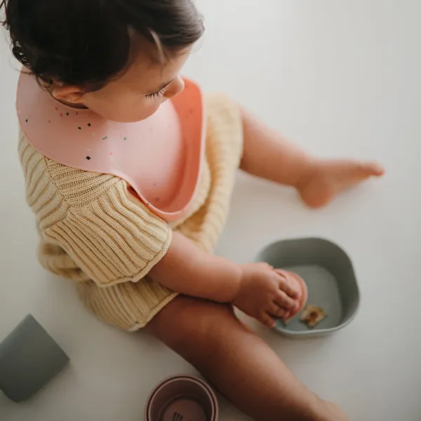 Mushie Silicone Baby Bib Powder Pink Confetti