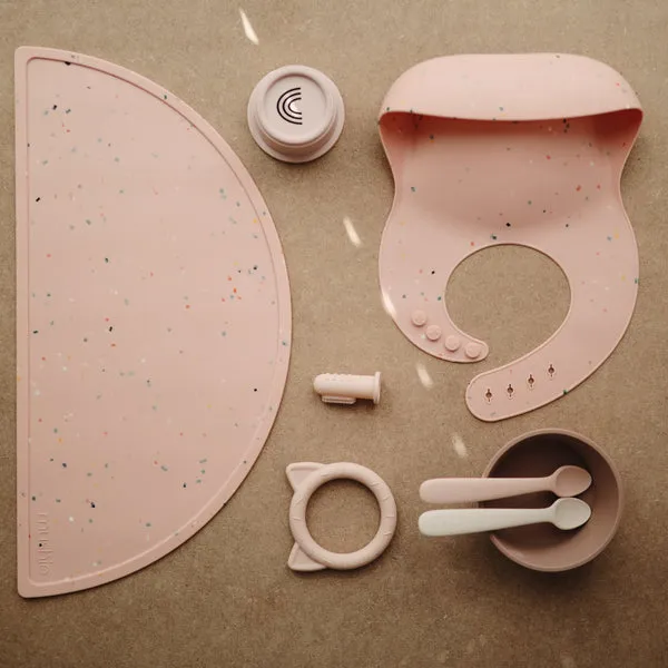 Mushie Silicone Baby Bib Powder Pink Confetti