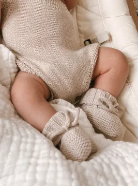 Organic Booties - Heather Beige