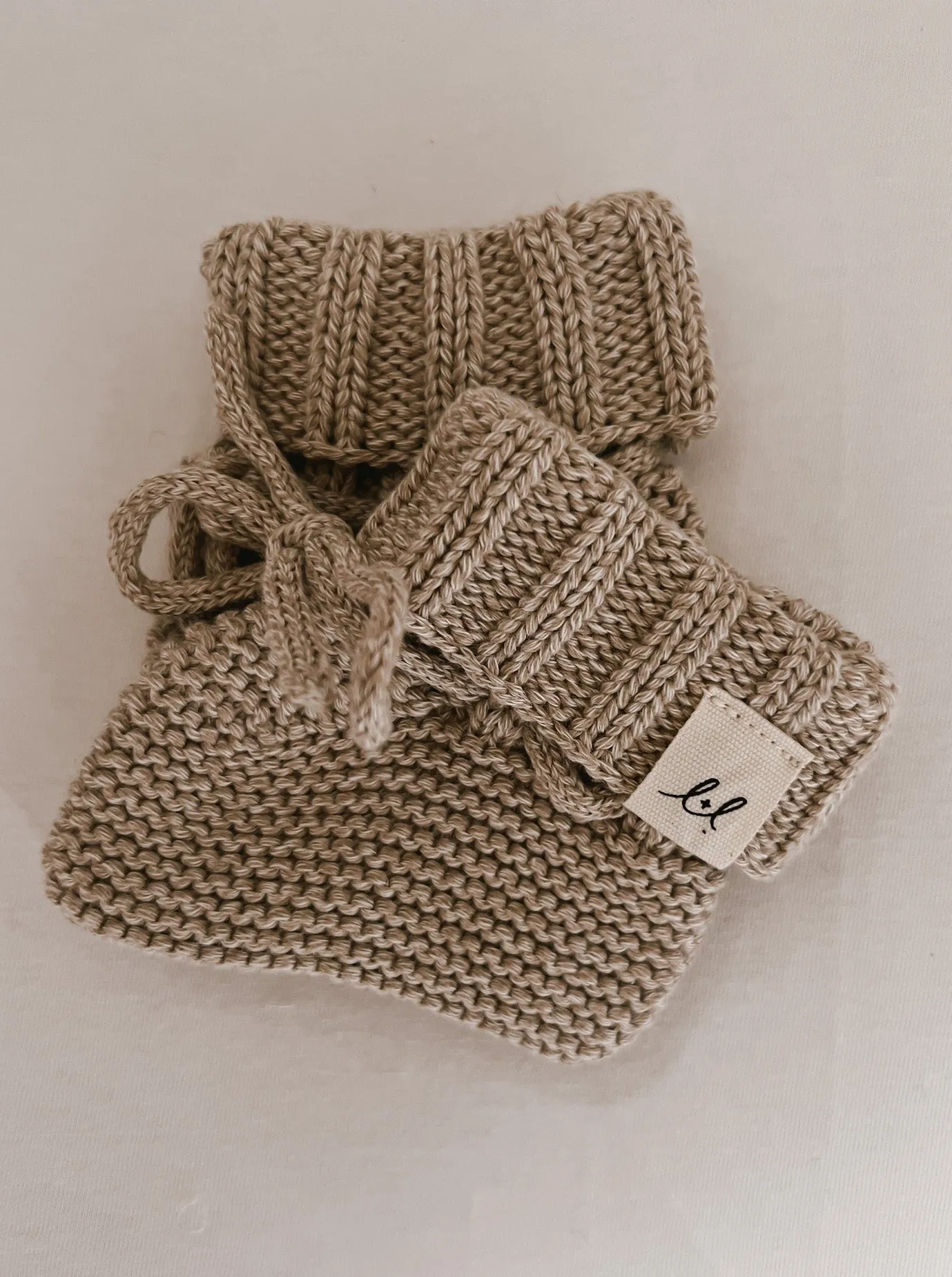 Organic Booties - Heather Beige