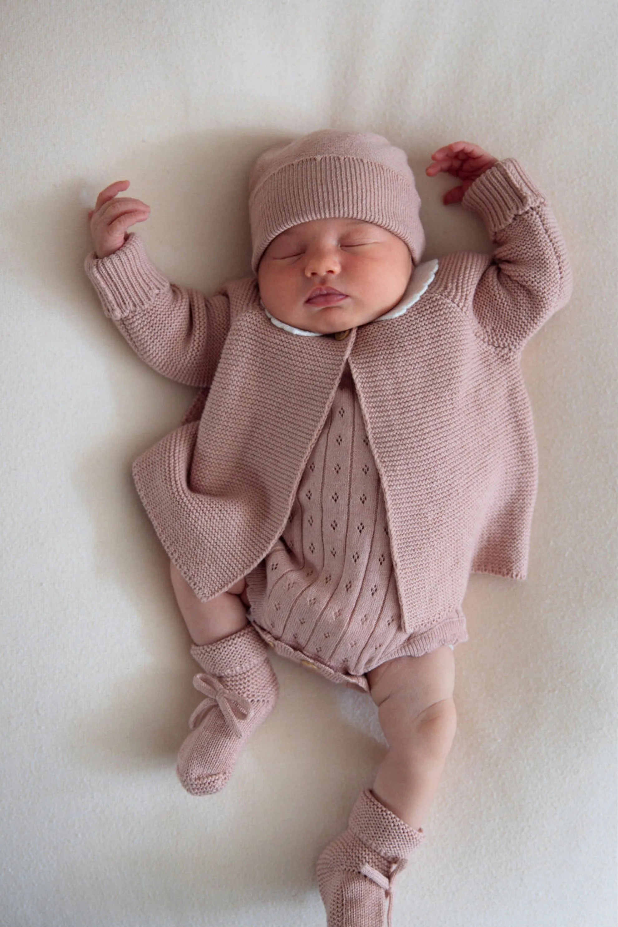 Organic Cotton Newborn Booties - Rose