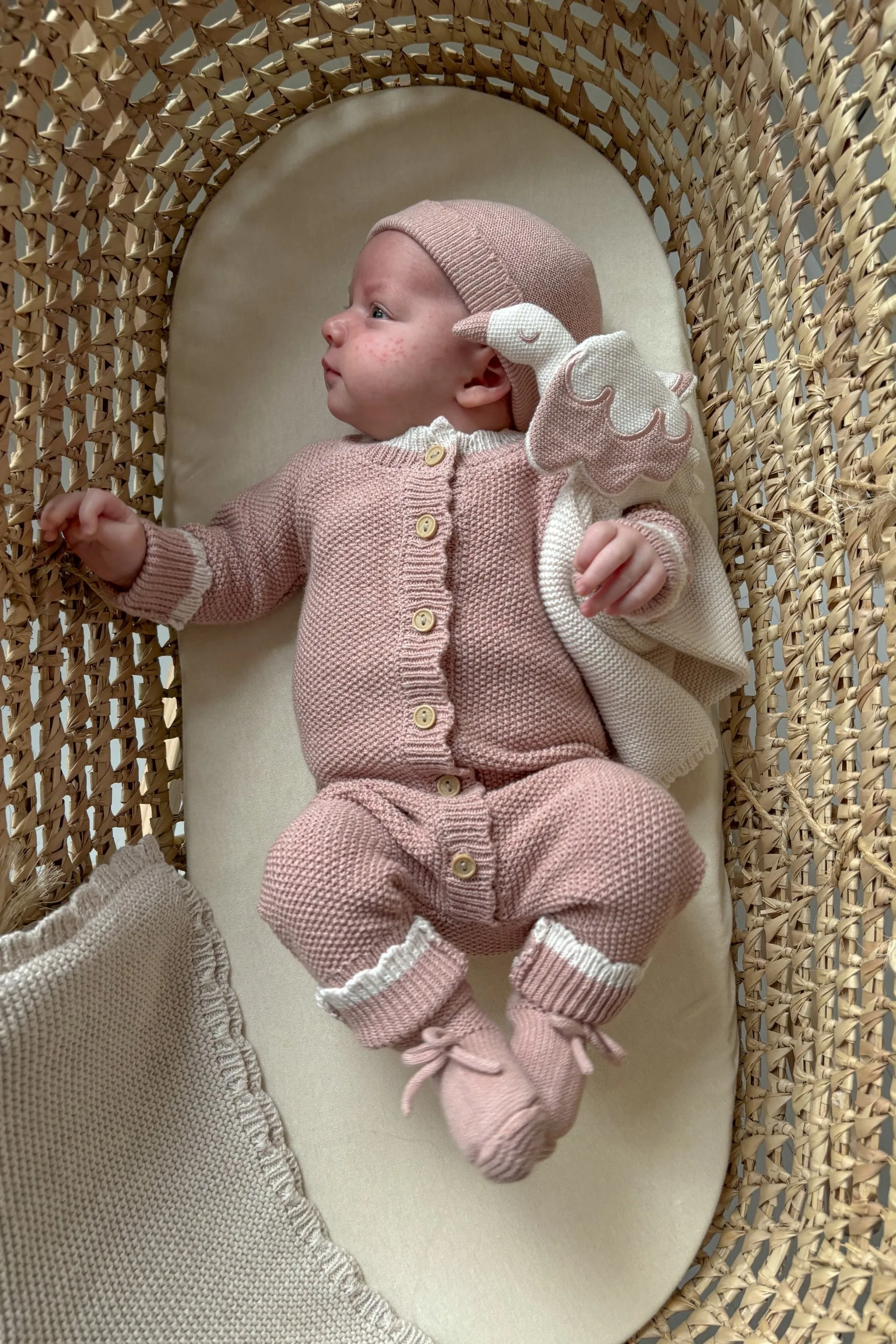 Organic Cotton Newborn Booties - Rose