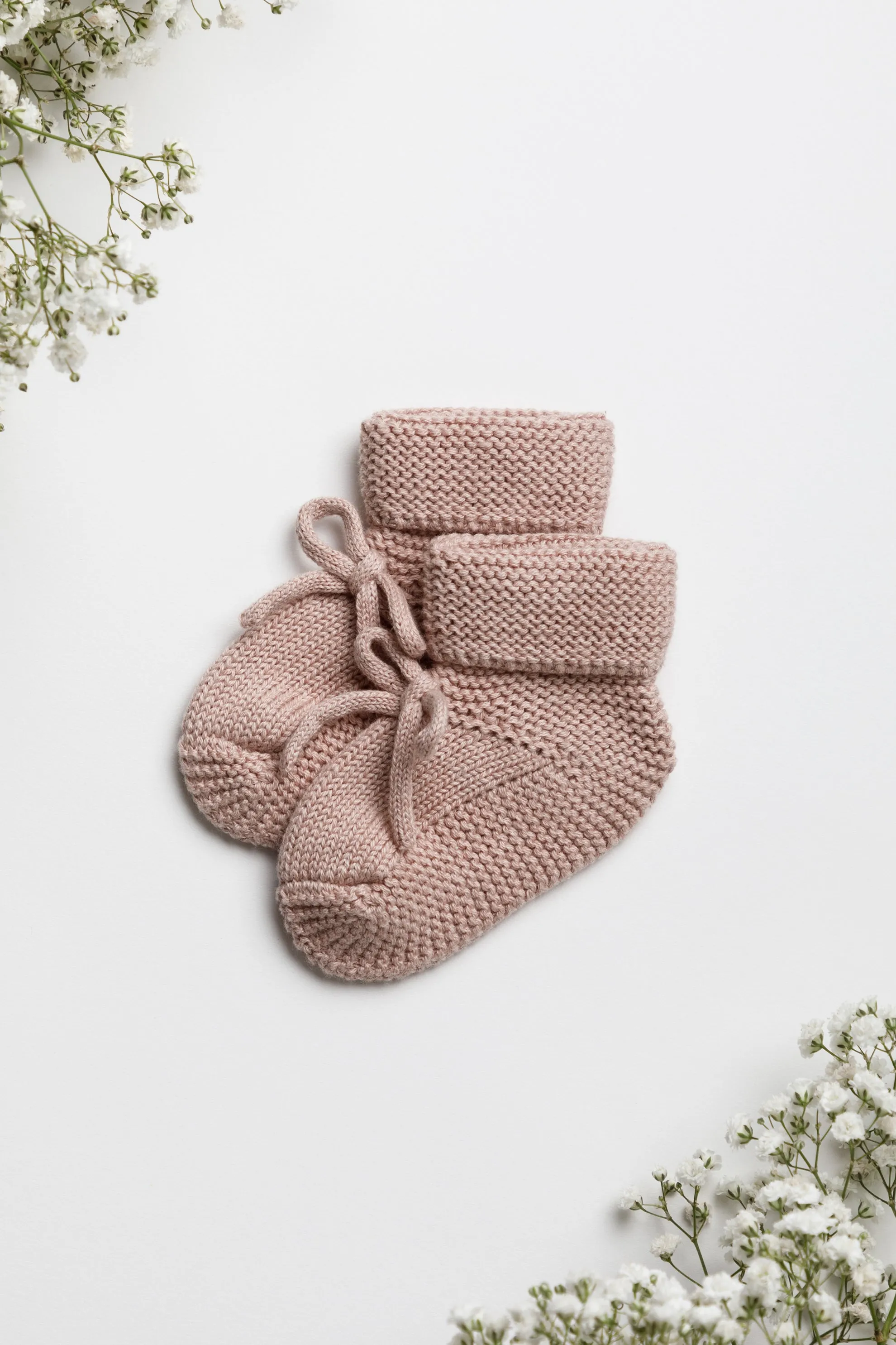 Organic Cotton Newborn Booties - Rose