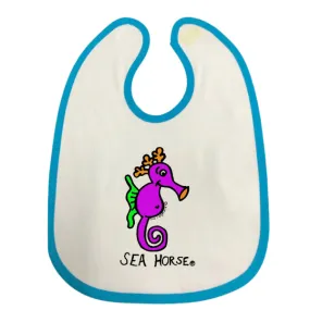 Ozi Varmints Baby Bib - White/Aqua - Seahorse