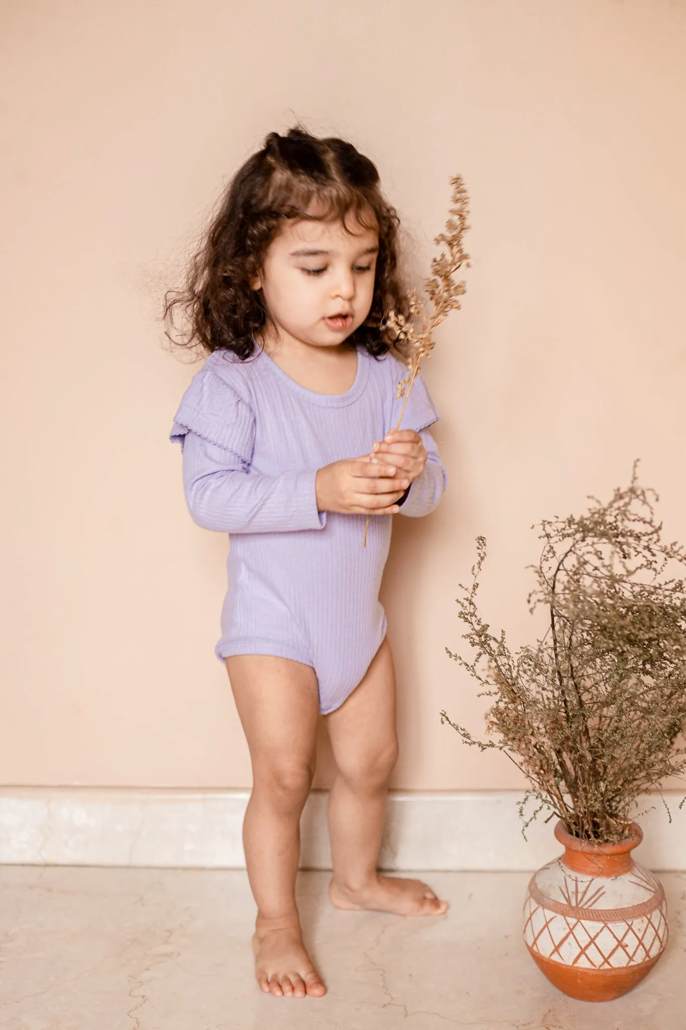 Pack of 3 Long Sleeved Ribbed Bodysuits with Frills
