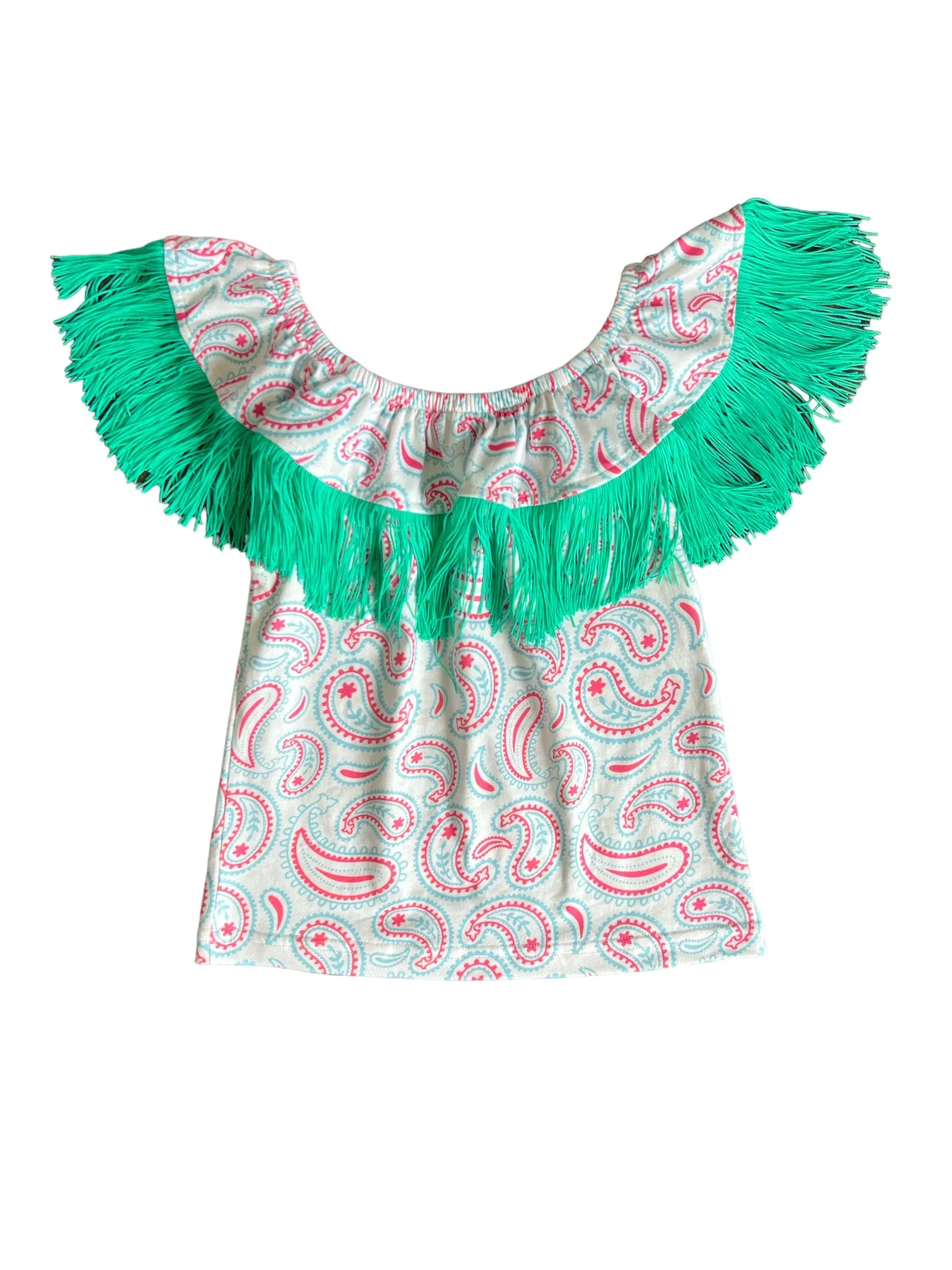 Paisley w/t Neck Fringe Shirt Toddler (2T-5T)