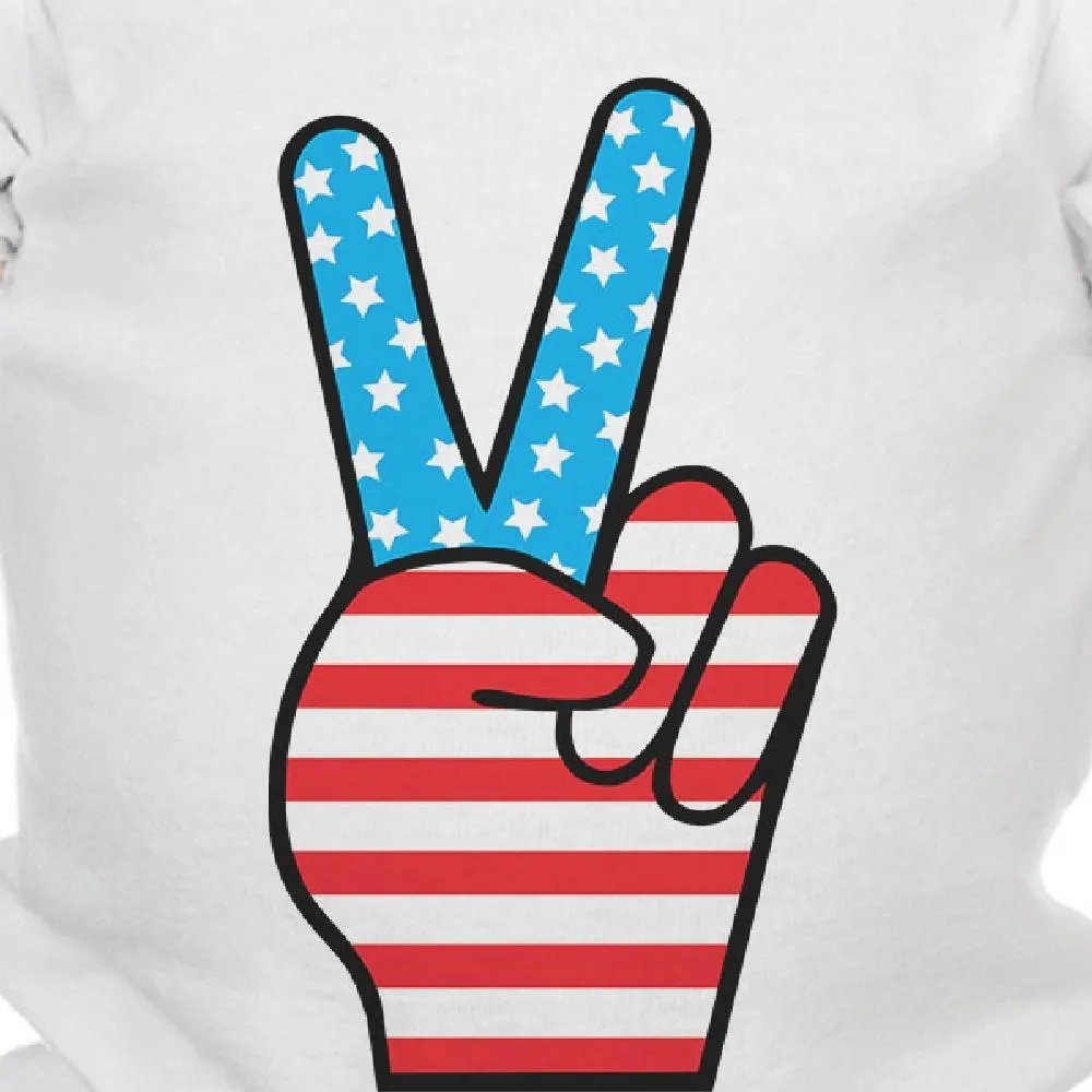 Peace Figure Sign American Flag Baby Bodysuit For Independence Day