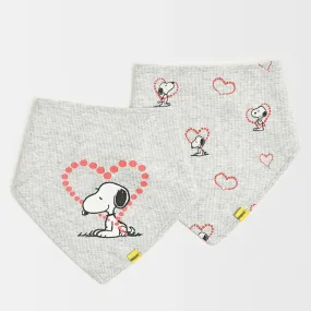 Peanuts™ Grey Printed Triangle Bibs (Pack of 2)