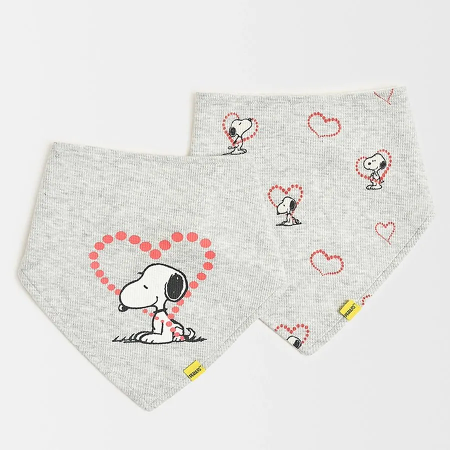 Peanuts™ Grey Printed Triangle Bibs (Pack of 2)