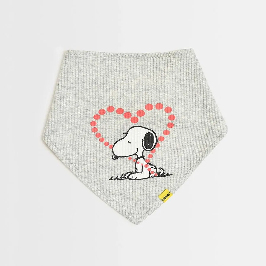 Peanuts™ Grey Printed Triangle Bibs (Pack of 2)