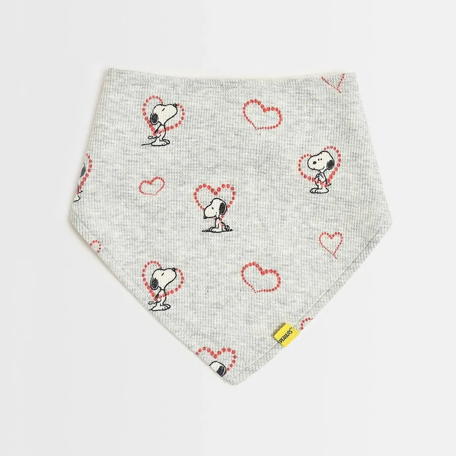 Peanuts™ Grey Printed Triangle Bibs (Pack of 2)