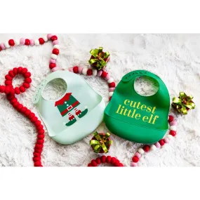 Pearhead Holiday Silcone Bib Set - Elf