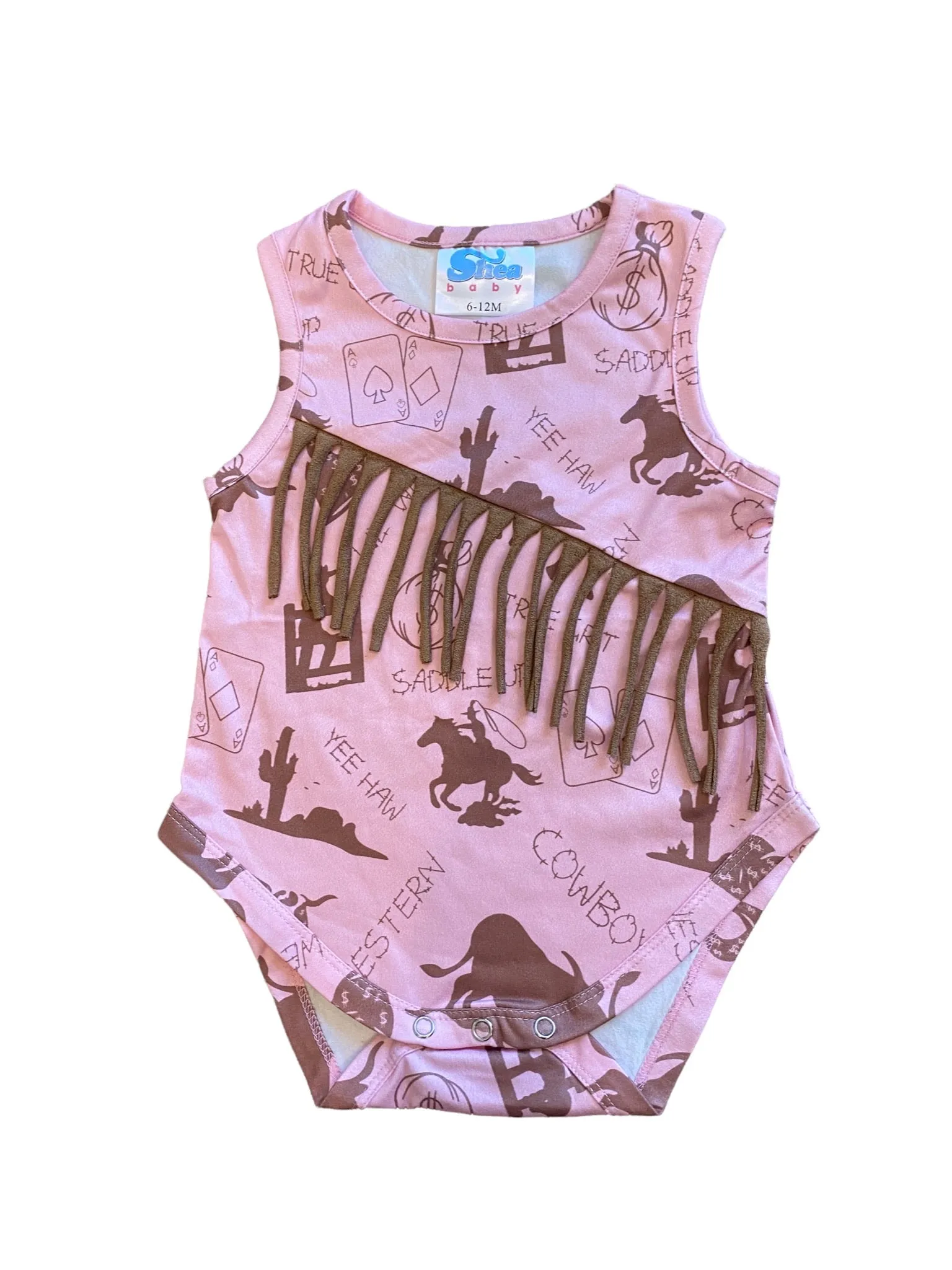 Pink Gambler Sueded Fringe Onesie Baby ( 0-18M)
