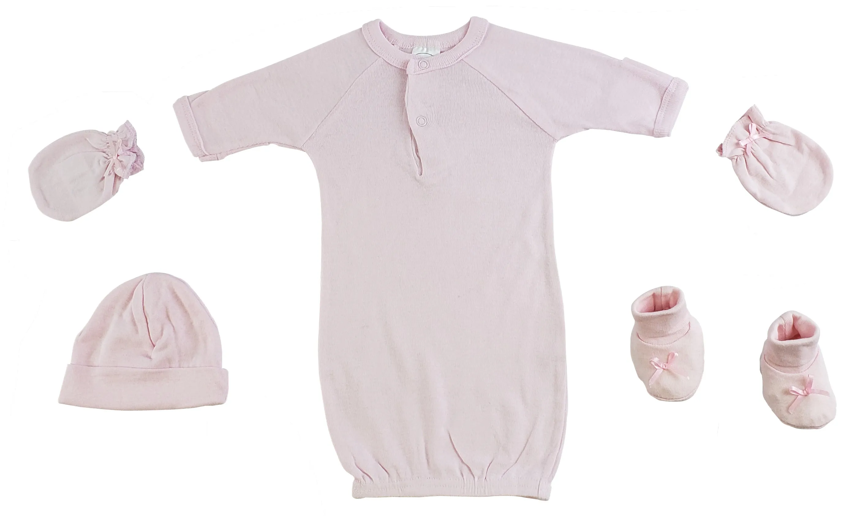 Preemie Gown, Cap, Mittens and Booties - 4 Pc Set