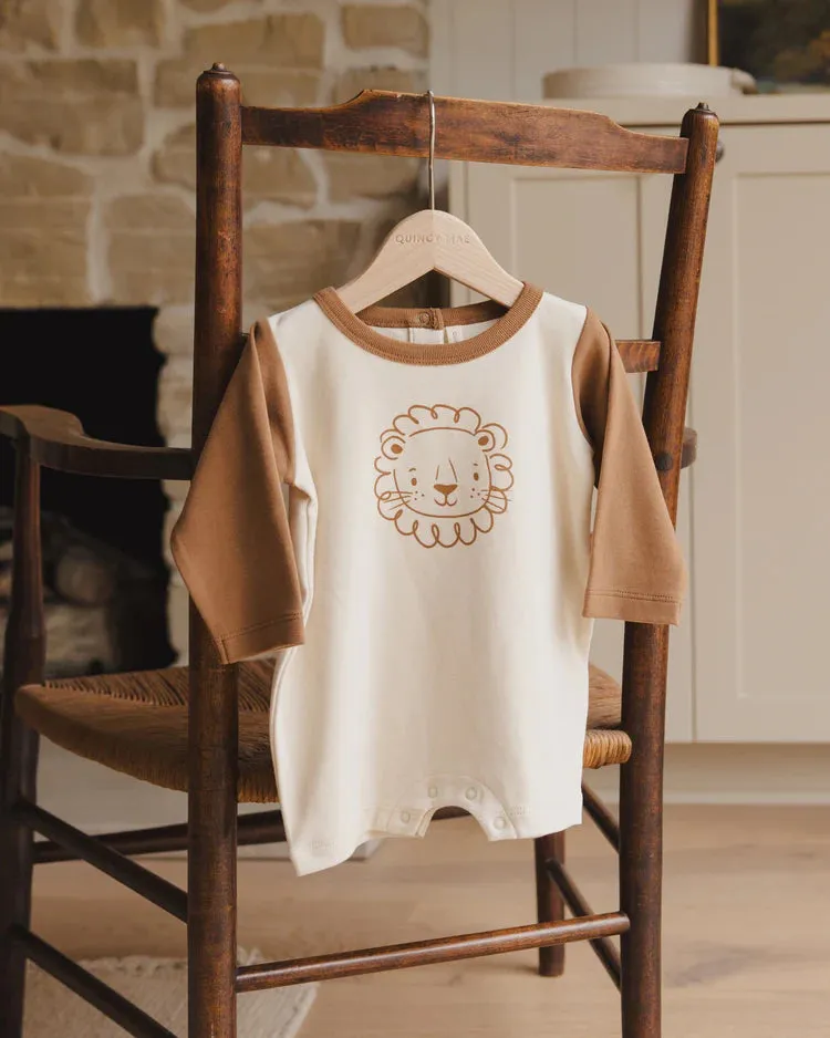 Quincy Mae - Long Sleeve Romper (Lion)