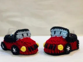 Ruchi's Handmade Crochet Red Car Baby Booties