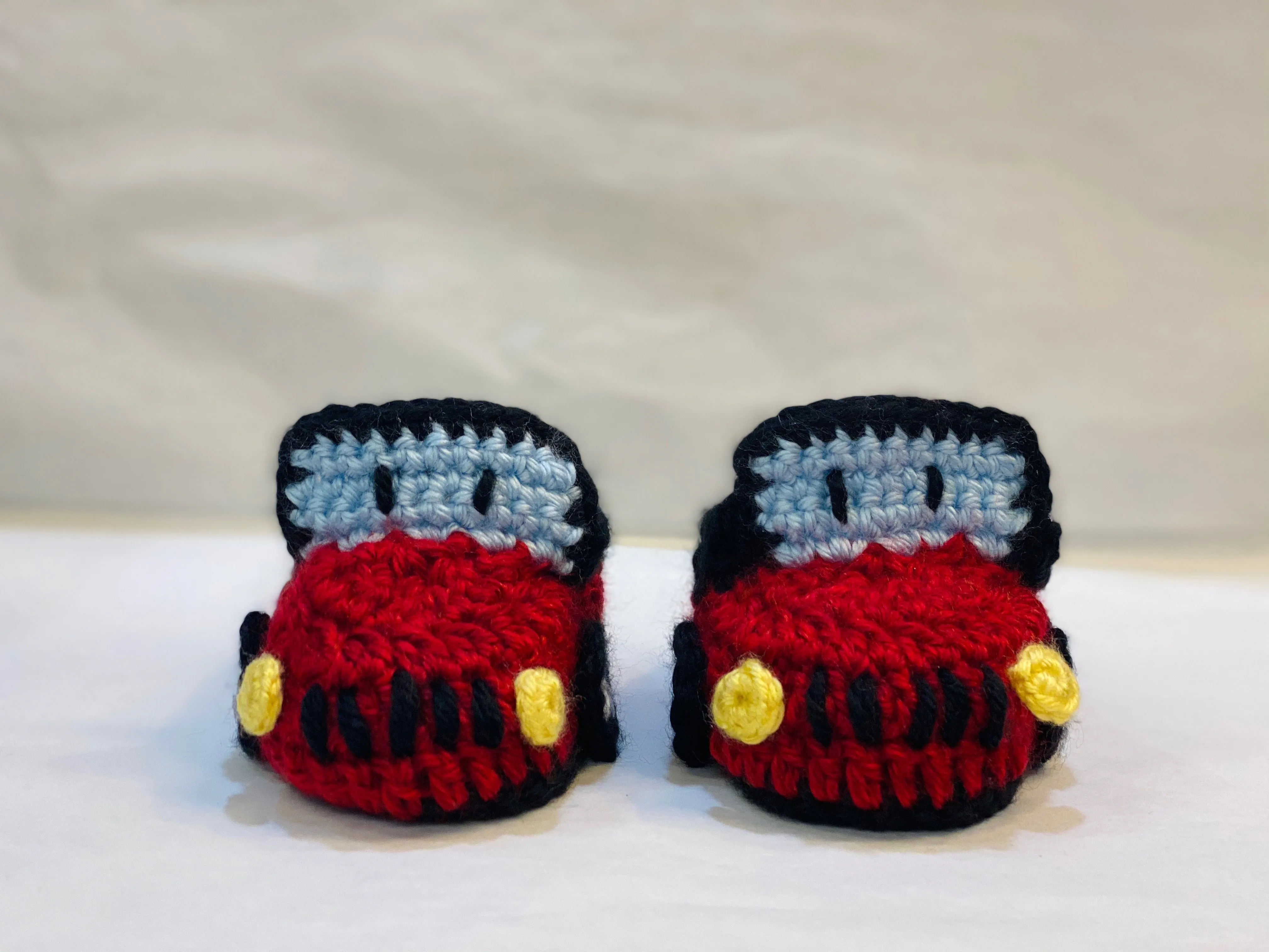 Ruchi's Handmade Crochet Red Car Baby Booties