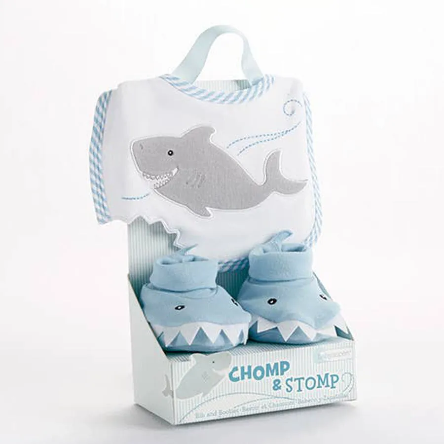 Shark Bib and Booties Gift Set -  Sea foam Blue