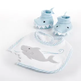 Shark Bib and Booties Gift Set -  Sea foam Blue