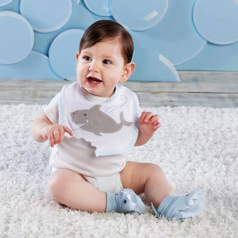Shark Bib and Booties Gift Set -  Sea foam Blue