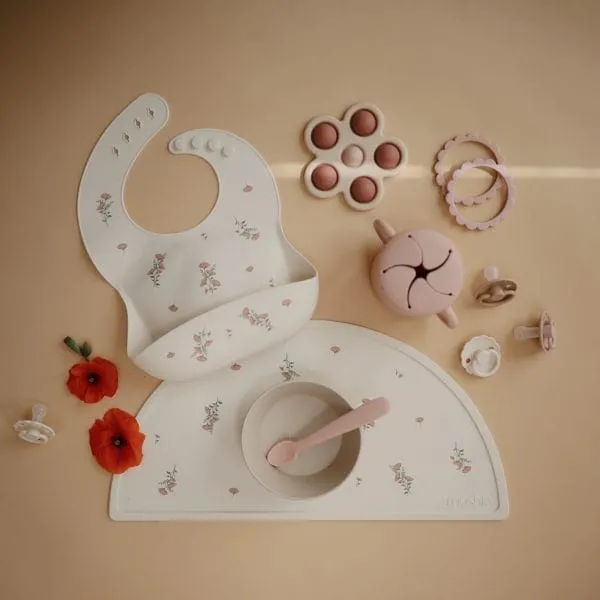 Silicone Baby Bib (Pink Flowers)