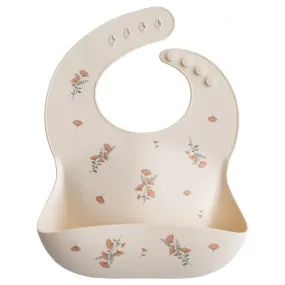 Silicone Bib by Mushie - Pink Flowers