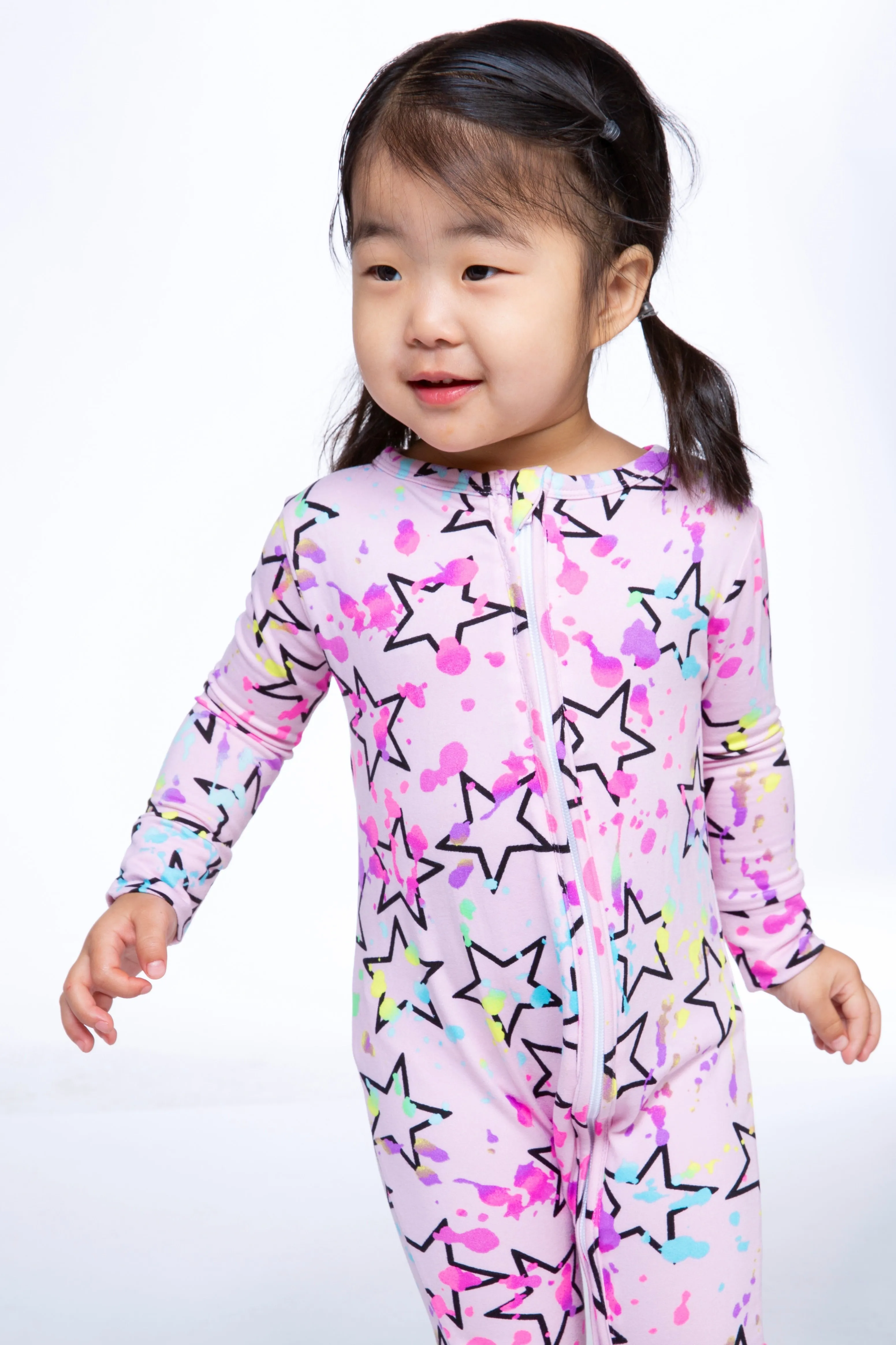 Simply Soft Footless Onesie - Blush Splatter Star