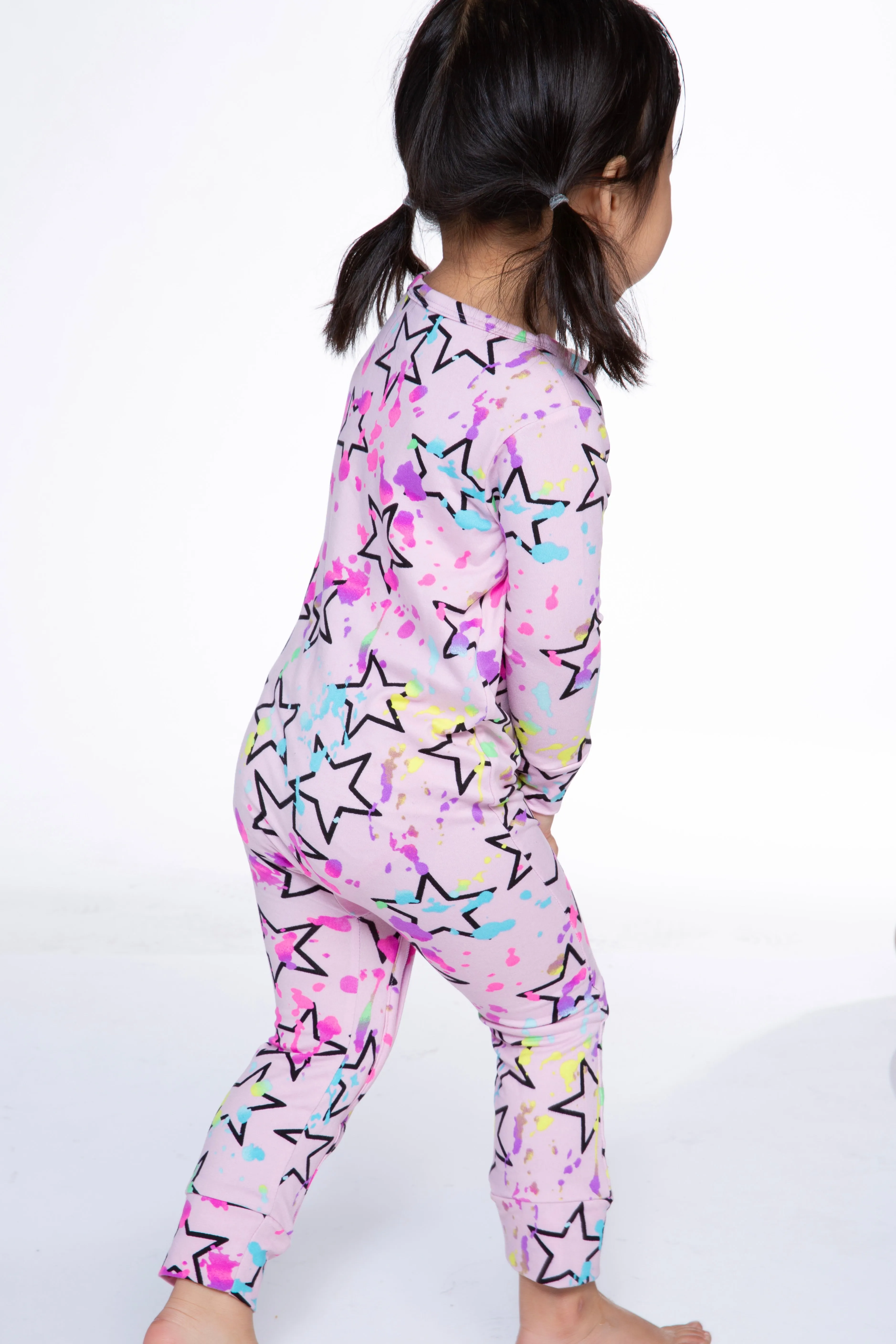 Simply Soft Footless Onesie - Blush Splatter Star