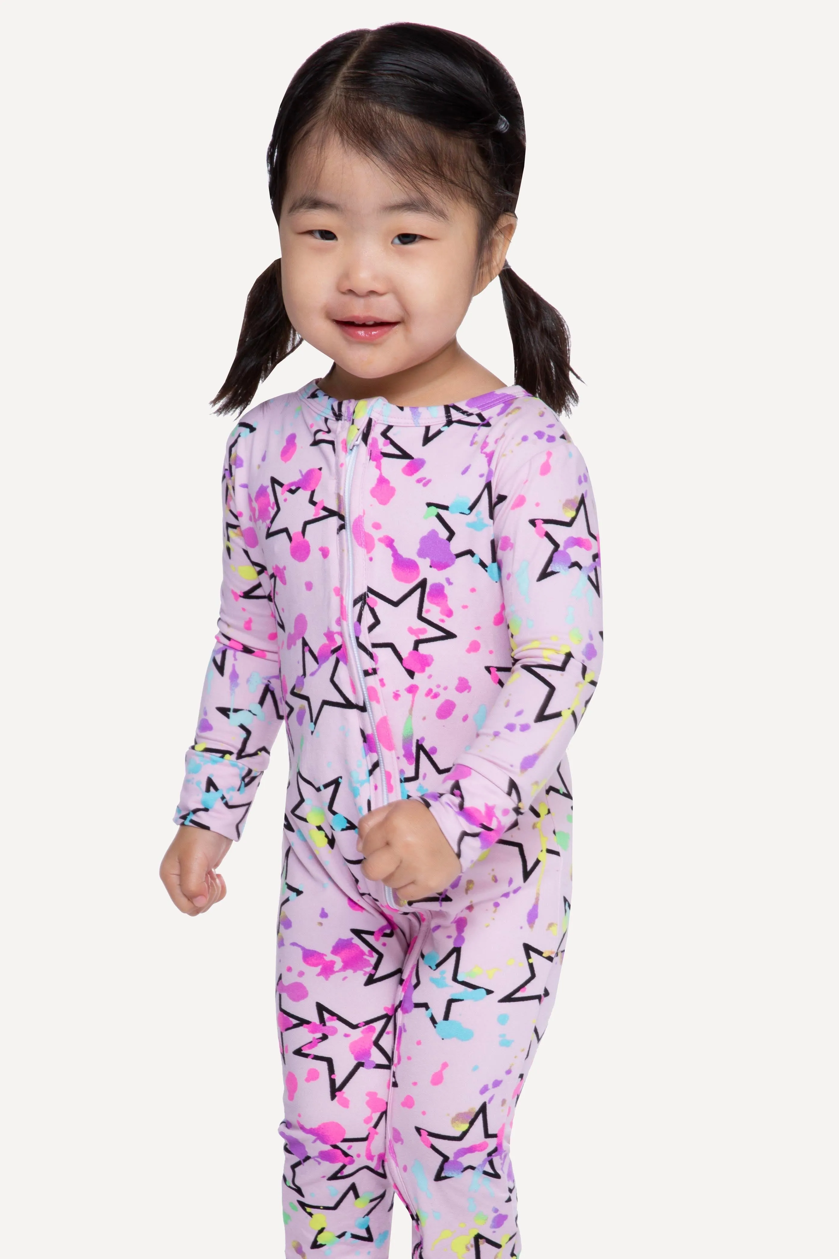 Simply Soft Footless Onesie - Blush Splatter Star