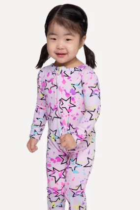 Simply Soft Footless Onesie - Blush Splatter Star