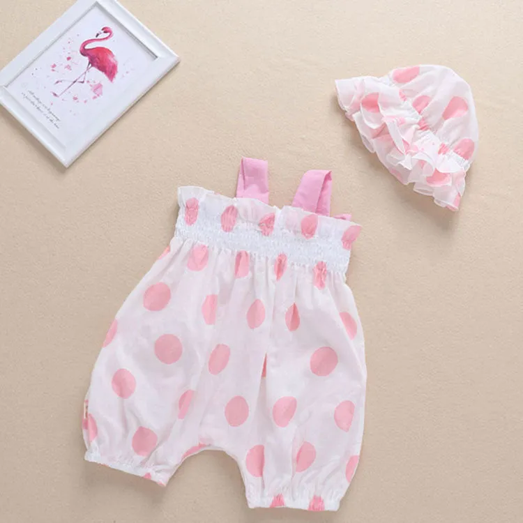 Sleeveless Sling Pack Fart Cotton Jumpsuits with Hat