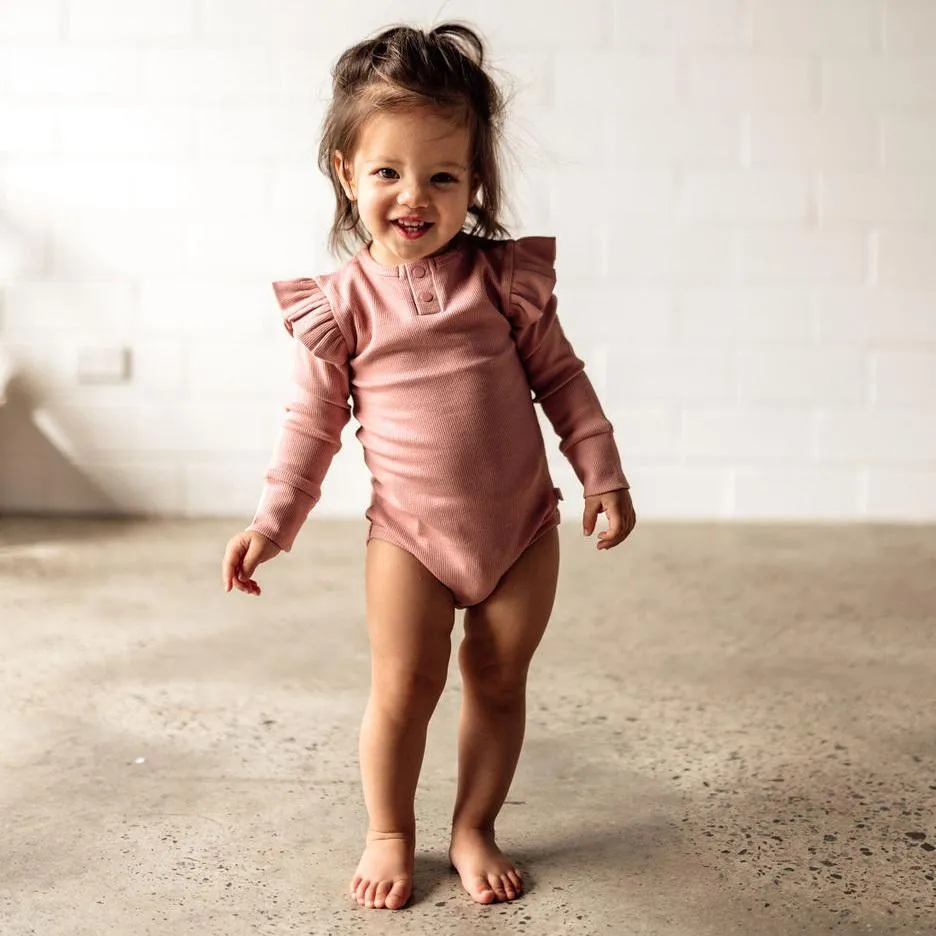 Snuggle Hunny Organic L/S Bodysuit - Rose