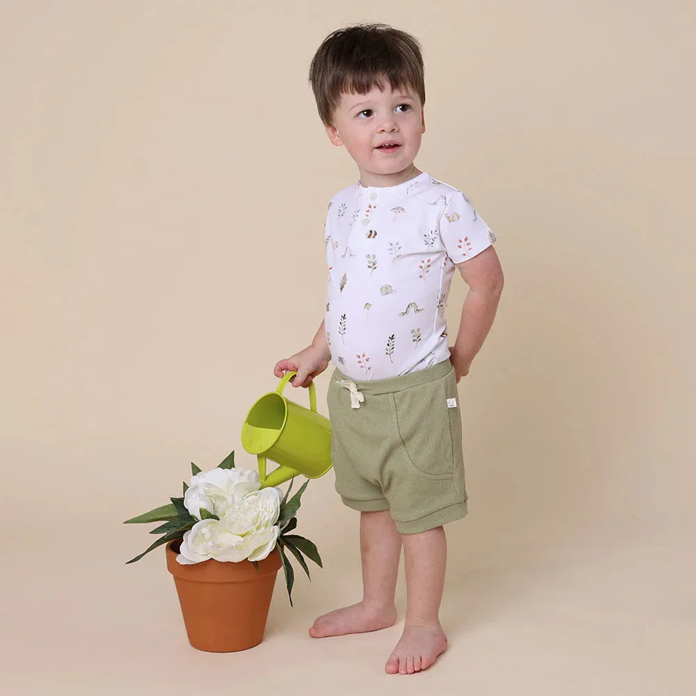 Snuggle Hunny - Organic Short Sleeve Bodysuit - Garden Friends