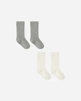 Socks Set | Ivory   Dusty Blue