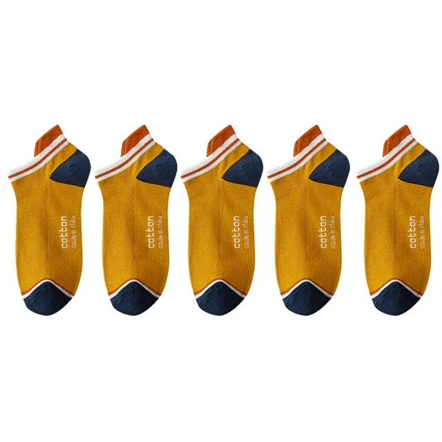 StripSteps Breathable Men's Cotton Ankle Socks - 5 Pairs