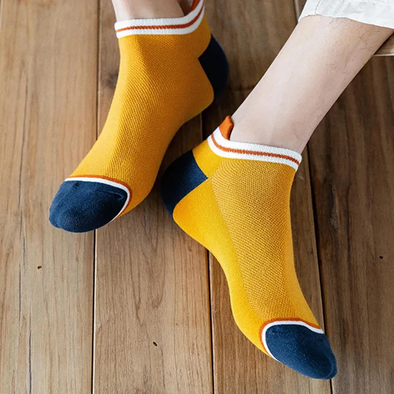 StripSteps Breathable Men's Cotton Ankle Socks - 5 Pairs
