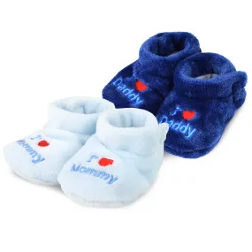 TeeHee Socks Baby Fleece Booties Navy/Blue 2-Pack (40000)