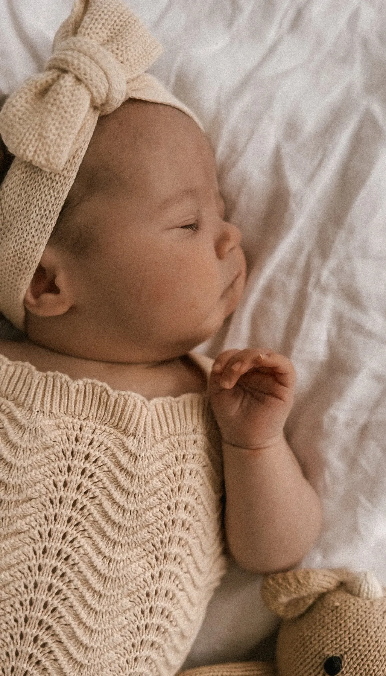 Textured Knit Topknot - Oat