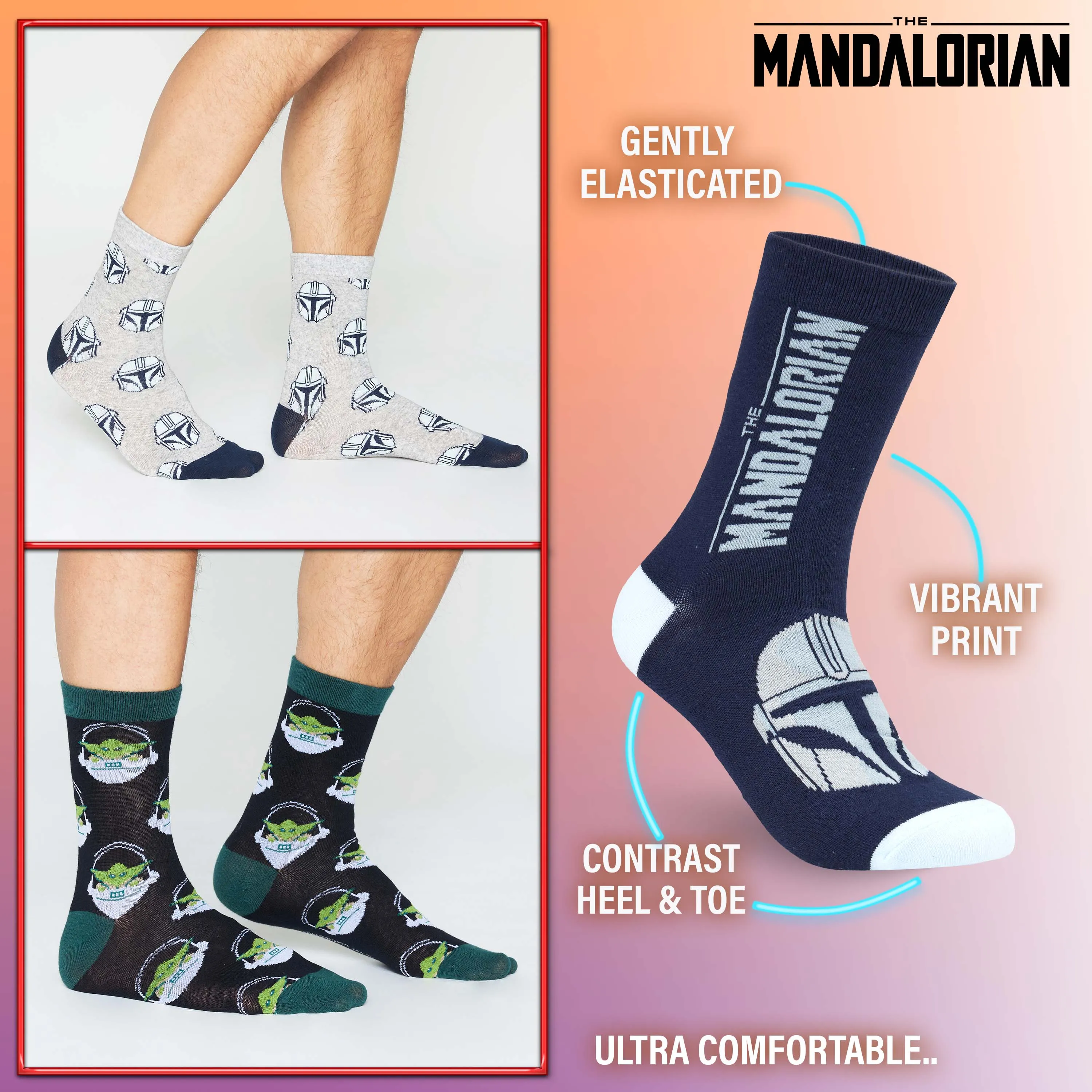 The Mandalorian Mens Socks, 5-Pack Baby Yoda Socks Men, Gifts For Men