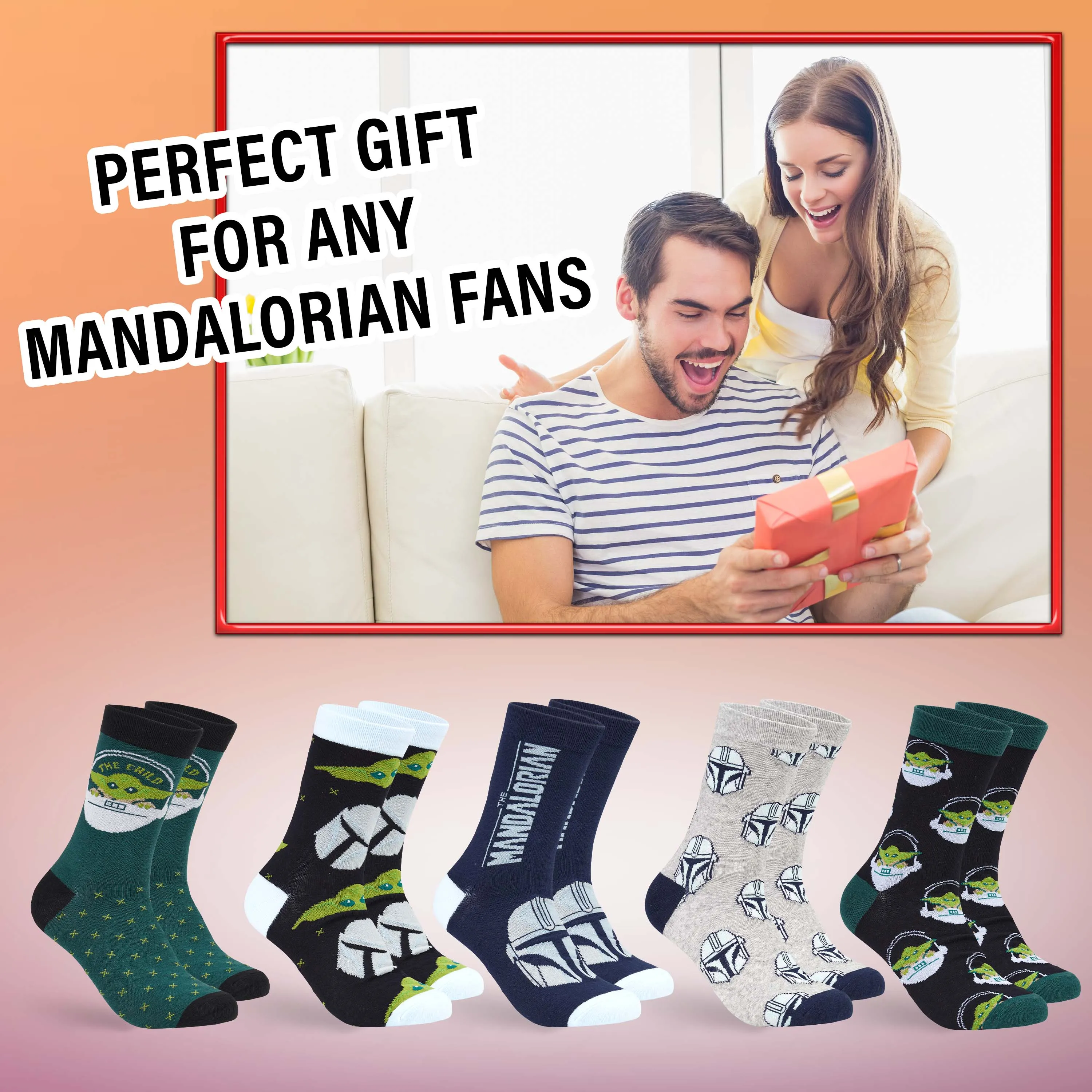The Mandalorian Mens Socks, 5-Pack Baby Yoda Socks Men, Gifts For Men