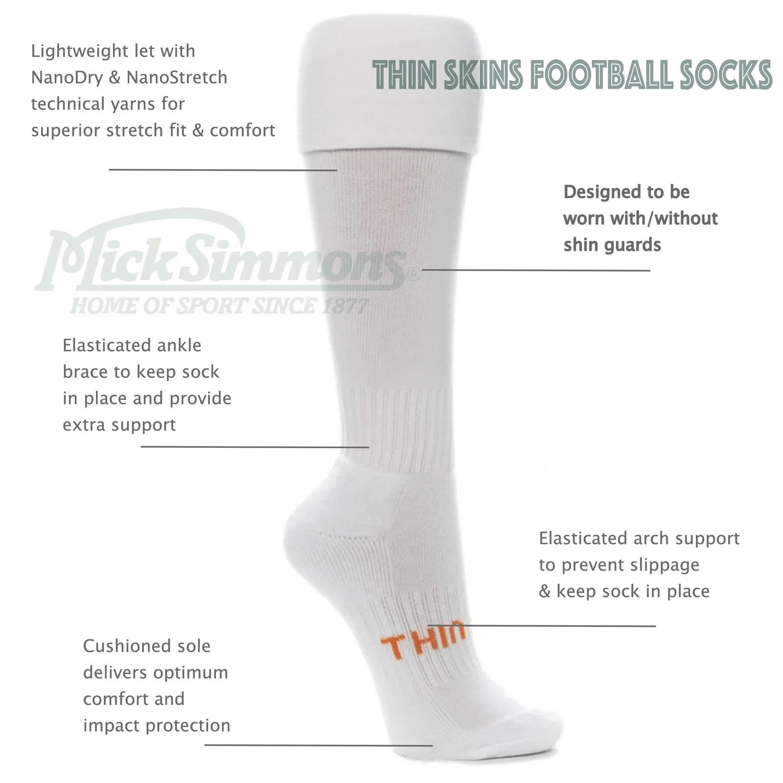 Thin Skins Football Socks - Red Thinskins