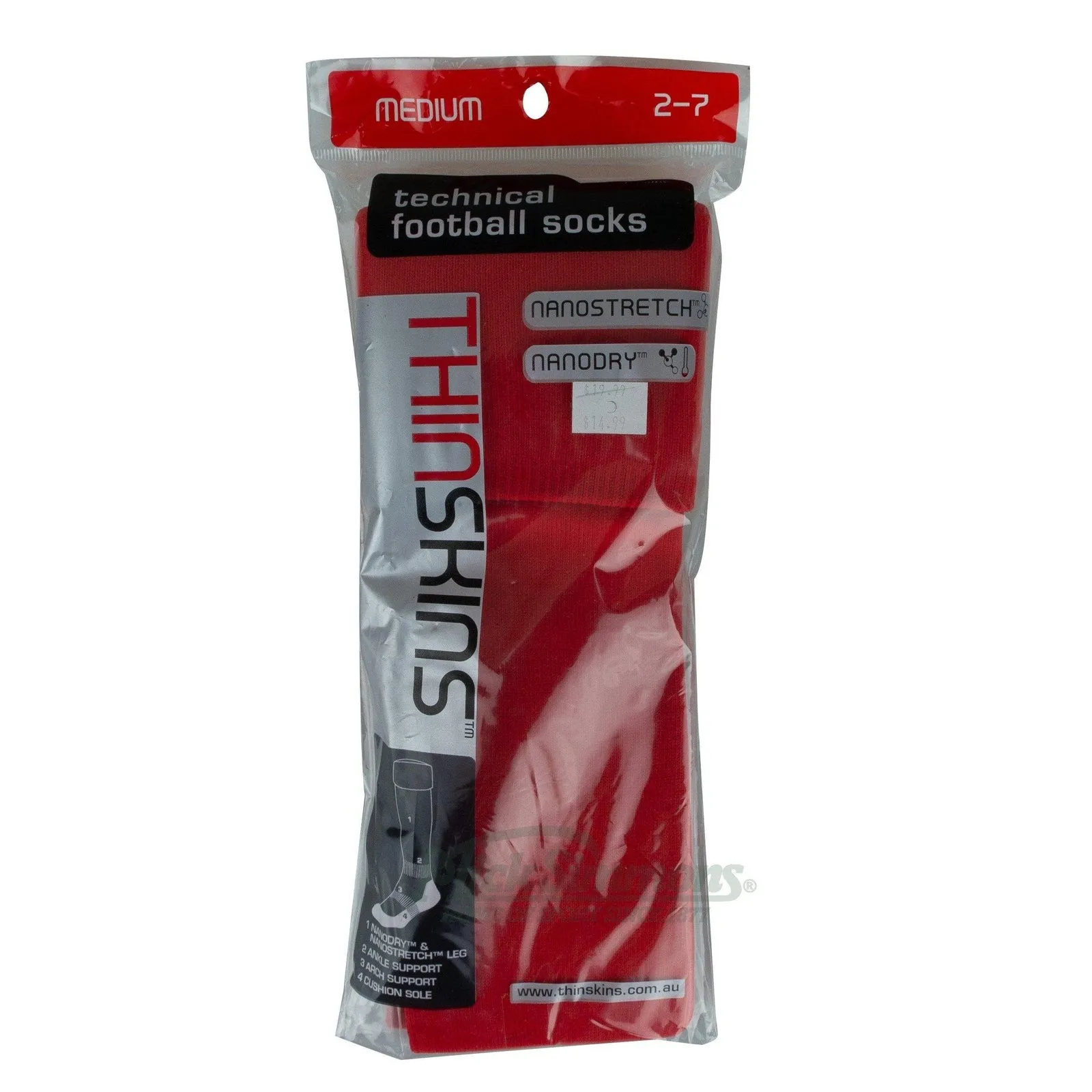 Thin Skins Football Socks - Red Thinskins