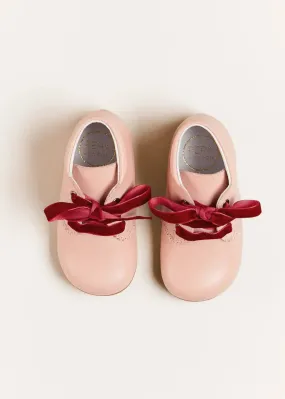 Velvet Ribbon Baby Booties in Pink (20-26EU)