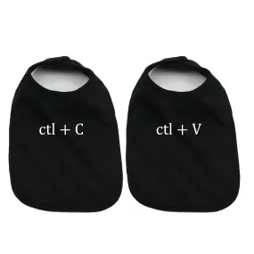 White Copy/Paste(Ctl) Twin Set Unisex Newborn Baby Soft Cotton Bib