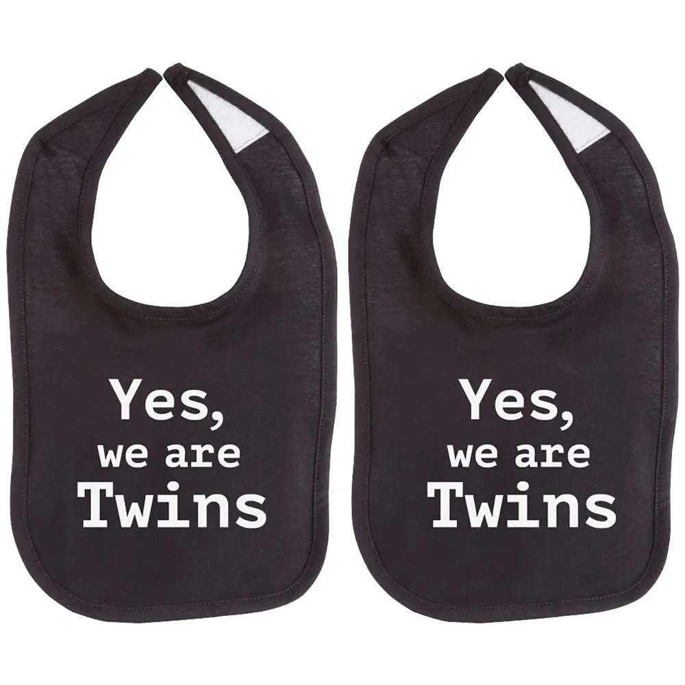 Yes We Are Twins Unisex 100% Cotton Soft Twin Baby Bib Set