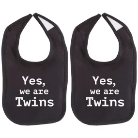 Yes We Are Twins Unisex 100% Cotton Soft Twin Baby Bib Set